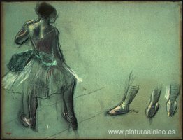 Bailarina vista desde atrás y 3 estudios de pies. Bailarina vista desde atrás y 3 estudios de pies.