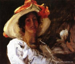 Retrato de Clara Stephens con sombrero con cinta naranja Retrato de Clara Stephens con sombrero con cinta naranja