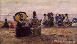 Escena de playa, el paraguas amarillo. Escena de playa, el paraguas amarillo.