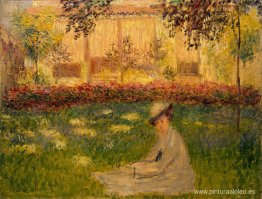 mujer en un jardín mujer en un jardín