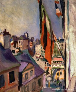 Calle decorada con bandera Calle decorada con bandera