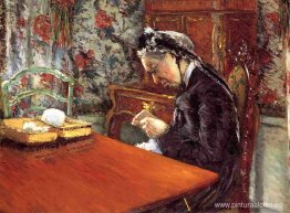 Retrato de Mademoiselle Boissiere tejiendo Retrato de Mademoiselle Boissiere tejiendo