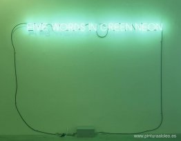 Cinco palabras en neón verde Cinco palabras en neón verde