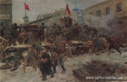 Lucha de barricadas en Red Presnya Lucha de barricadas en Red Presnya