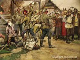 El fusilamiento de campesinos por parte de los cosacos blancos. El fusilamiento de campesinos por parte de los cosacos blancos.