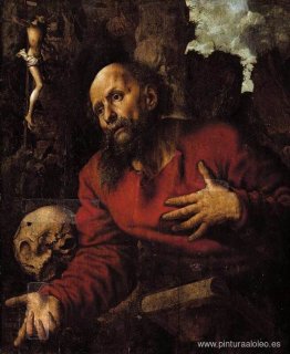 San Jerónimo rezando ante una gruta rocosa San Jerónimo rezando ante una gruta rocosa