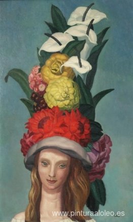 Mujer con sombrero de flores Mujer con sombrero de flores