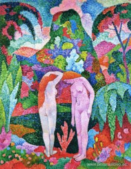 Bañistas: dos desnudos en un paisaje exótico Bañistas: dos desnudos en un paisaje exótico