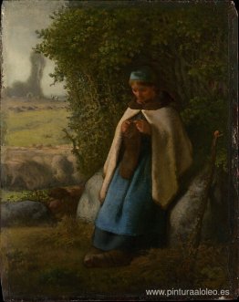 Pastora sentada sobre una roca Pastora sentada sobre una roca