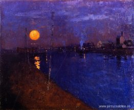 Paisaje fluvial a la luz de la luna Paisaje fluvial a la luz de la luna