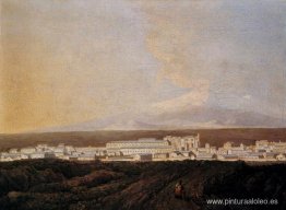 Una vista del monte Etna y de una ciudad cercana Una vista del monte Etna y de una ciudad cercana