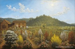 Una vista de la casa y el jardín del artista, en Mills Plains, V Una vista de la casa y el jardín del artista, en Mills Plains, V