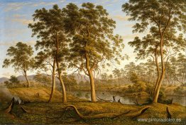 Nativos en el río Ouse, tierra de Van Diemen Nativos en el río Ouse, tierra de Van Diemen