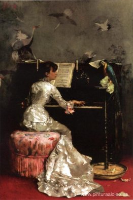 mujer joven, en, piano mujer joven, en, piano