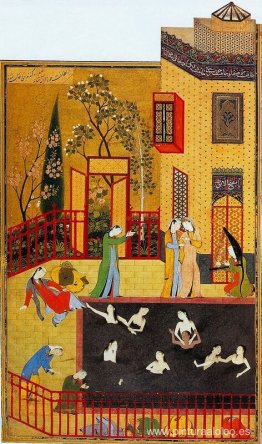 Una pintura en miniatura del Iskandarnama. Una pintura en miniatura del Iskandarnama.