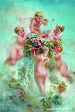 Cupidos con flores Cupidos con flores