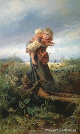 Niños huyendo de la tormenta Niños huyendo de la tormenta