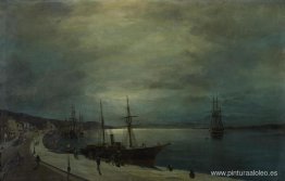Puerto iluminado por la luna Puerto iluminado por la luna