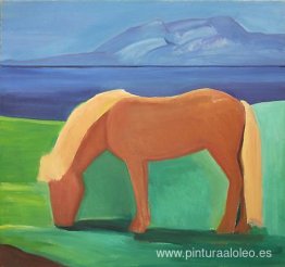 Caballo islandés con melena rubia Caballo islandés con melena rubia