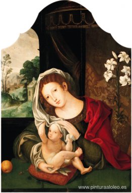 Virgen y el Niño jugando con el velo Virgen y el Niño jugando con el velo