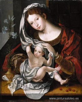 Virgen y el Niño jugando con el velo Virgen y el Niño jugando con el velo