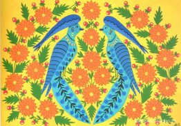 Pájaros azules en flores Pájaros azules en flores