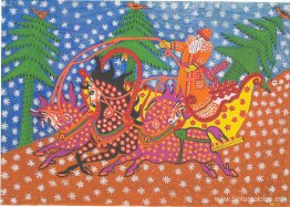 Papá Noel lleva el árbol de Año Nuevo Papá Noel lleva el árbol de Año Nuevo