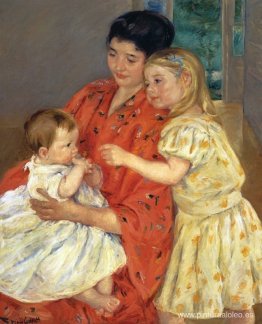 Madre y Sara admirando al bebé Madre y Sara admirando al bebé