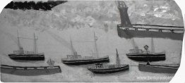 Cuatro barcos de vapor y tres embarcaderos Cuatro barcos de vapor y tres embarcaderos