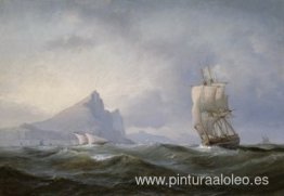 Velero frente a Gibraltar Velero frente a Gibraltar