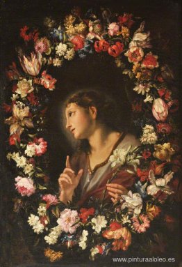 El Ángel de la Anunciación en una Guirnalda de Flores El Ángel de la Anunciación en una Guirnalda de Flores