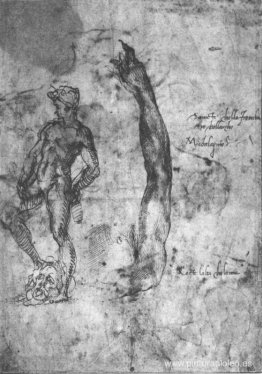 Estudio para un brazo del David de mármol y la figura del David Estudio para un brazo del David de mármol y la figura del David