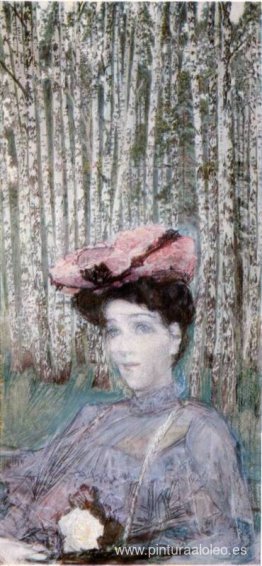 Retrato de N. Zabela-Vrubel al borde de un bosque de abedules Retrato de N. Zabela-Vrubel al borde de un bosque de abedules