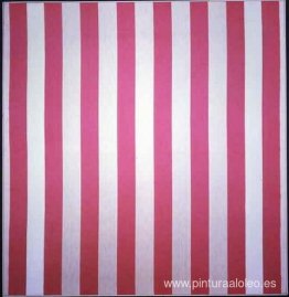 Pintura acrílica blanca sobre tejido rayado blanco y rojo Pintura acrílica blanca sobre tejido rayado blanco y rojo