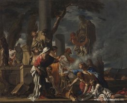 El rey Salomón sacrificando a los ídolos El rey Salomón sacrificando a los ídolos