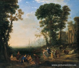 Escena costera con Europa y el toro. Escena costera con Europa y el toro.