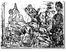 Minotauro ciego es guiado por una niña Minotauro ciego es guiado por una niña