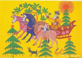 Papá Noel lleva el árbol de Año Nuevo Papá Noel lleva el árbol de Año Nuevo