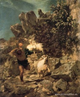 Pan asustando a un pastor Pan asustando a un pastor