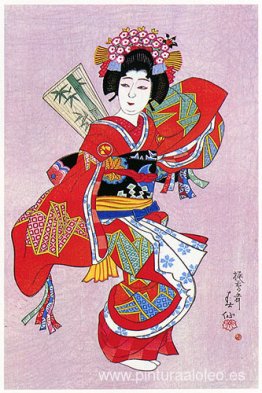 Nakamura Tomijuro como Kamuro en la danza de Hane no Kamuro Nakamura Tomijuro como Kamuro en la danza de Hane no Kamuro
