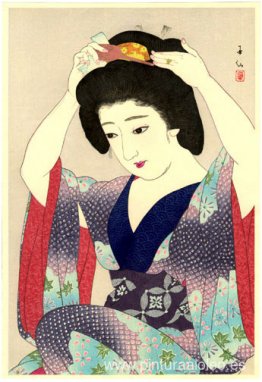 Maiko preparando peinado Maiko preparando peinado