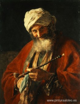 Hombre oriental con una pipa Hombre oriental con una pipa