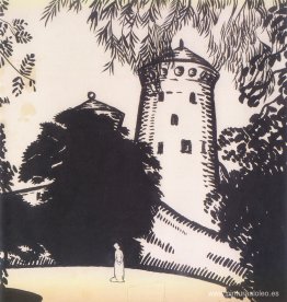 Silueta femenina con el telón de fondo del castillo. Silueta femenina con el telón de fondo del castillo.