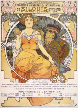 Póster litográfico en color de estilo art nouveau que muestra a Póster litográfico en color de estilo art nouveau que muestra a