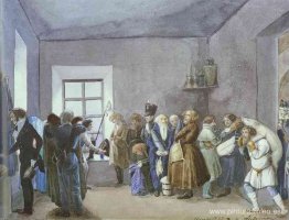 Sala de recepción de la comisaría de policía la noche antes de u Sala de recepción de la comisaría de policía la noche antes de u