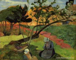 Paisaje con dos mujeres bretonas. Paisaje con dos mujeres bretonas.