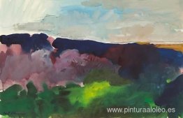 paisaje con huerto florido paisaje con huerto florido