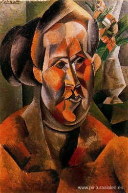 Busto de mujer con flores. Busto de mujer con flores.