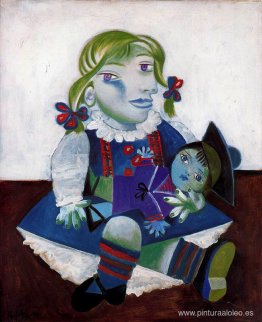 Retrato de Maya con su muñeca. Retrato de Maya con su muñeca.