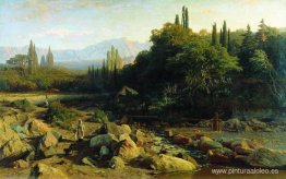 Crimea. Paisaje con un río. Crimea. Paisaje con un río.